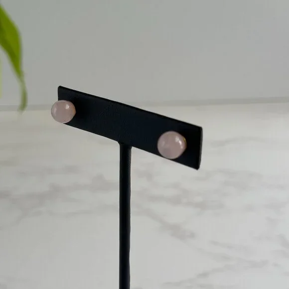 Sterling Silver & Rose Quartz Stud Earrings - Picture 4 of 5